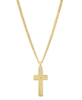 Steeltime Unisex 14K Gold Plated Sterling Silver Cuban Super Flat Chain and Lord's Prayer Cross Pendant