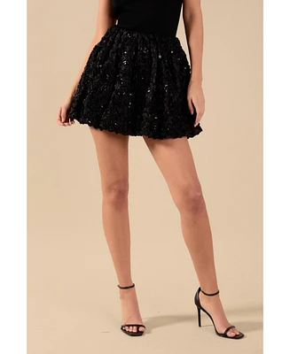 endless rose Women's Sequins Floral Mini Skirt