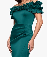 Xscape Women's Ruffled Off-The-Shoulder Long Dress
