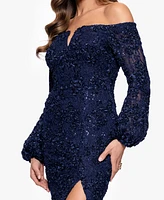 Xscape Women's Off-The-Shoulder Long Sheath Dress