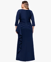 Xscape Plus V-Neck Long Sheath Dress