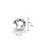 Bling Jewelry Painter Drawing Multi Color Crystal Artist Palette Charm Bead .925 Sterling Silver Fits European Bracelet