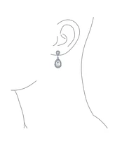 Bling Jewelry Filigree White Simulated Teardrop Dangle Earrings Rose Gold Plated Brass
