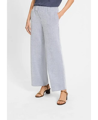 Olsen Women's Anna Fit Wide Leg Seersucker Pant