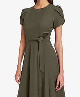 Calvin Klein Women's Tulip-Sleeve Tie-Waist A-Line Dress
