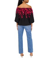 Sam & Jess Women's Off-The-Shoulder Floral Tie-Hem Top