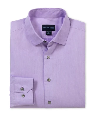 Scott Barber Men's Crepe Herringbone Solid, Grape