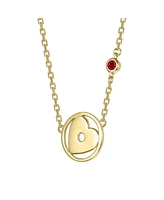 Kids 14K Gold Plated with Colored Cubic Zirconia Accent Heart Pendant Necklace