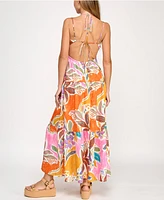 Beauty & Grace/K&K Clothing Llc Juniors' Printed Sweetheart Maxi Dress