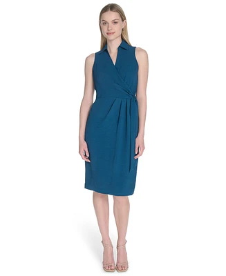 Calvin Klein Women's Sleeveless Wrap V-Neck Sheath Dress