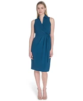 Calvin Klein Women's Sleeveless Wrap V-Neck Sheath Dress