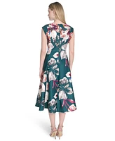 Calvin Klein Women's Short-Sleeve Midi A-Line Dress