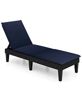 Gymax 2PCS Patio Lounge Chair Recliner Chair w/ 3-Position Adjustable Backrest & Cushion