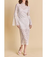 endless rose Women's Lace Column Midi Dress