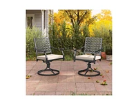 2 Pieces Outdoor Swivel Chairs Patio Dining with Padded Cushions
