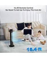 Cowsar Portable Tower Fan, 80°Oscillation Fan, with Remote Control, Standing Bladeless Fan, 5 Speeds and 3 Modes, Low Noise for Bedroom and Livin