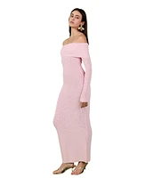 endless rose Women's Off Shoulder Long Sleeve Midi Dress