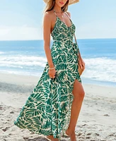 Cupshe Women's Tropical Vibe Halter Maxi Beach Dress