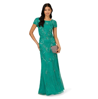 Adrianna Papell Petite Floral Sequin Gown