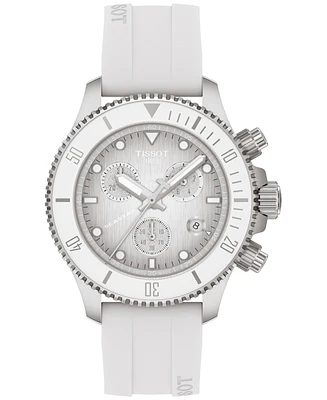 Tissot Men's Swiss Chronograph Seastar 1000 White Rubber Strap Watch 38mm