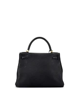 Pre-Owned Hermes Kelly Handbag Clemence with Gold Hardware