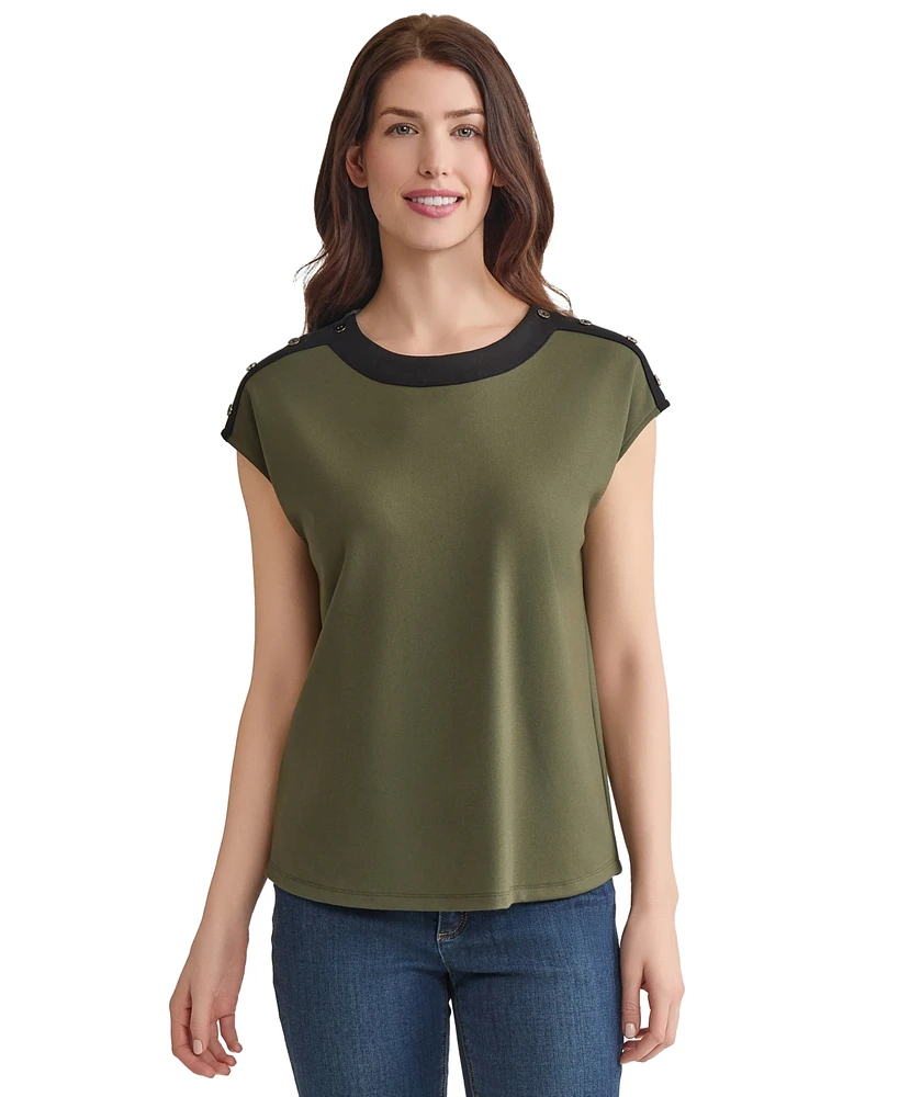 Jones New York Women's Embellished Drop Shoulder Top