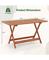 Slickblue Patio Dining Table with Teak Painting and Umbrella Hole