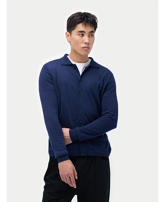 Gobi Cashmere Men's Silk Polo-Neck Cardigan