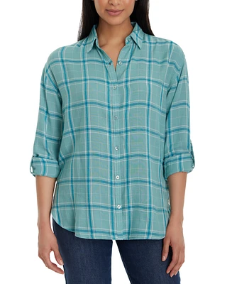 Gloria Vanderbilt Women's Amanda Roll-Tab-Sleeve Shirt