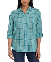 Gloria Vanderbilt Women's Amanda Roll-Tab-Sleeve Shirt