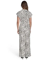 Halston Women's Printed High-Rise Wide-Leg Pants