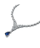 Modern White Gold Plated Cubic ZIrconia Cluster Y-Necklace