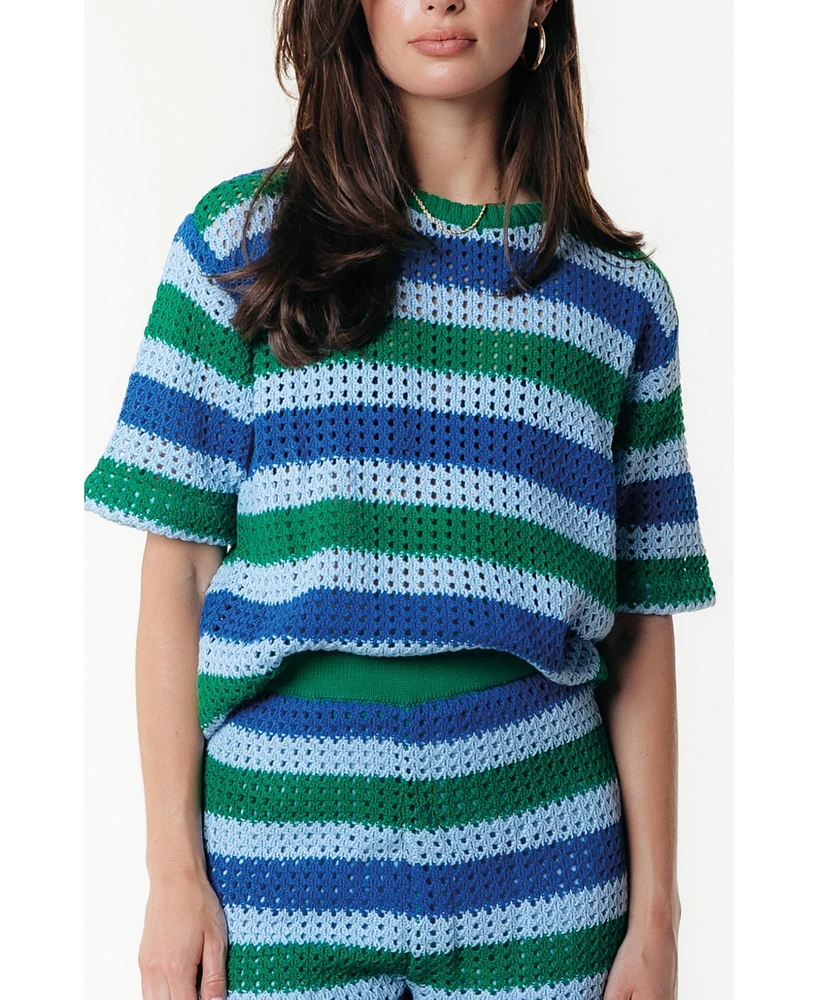 Colourful Rebel Women's Hope Crochet Stripe Top Ss