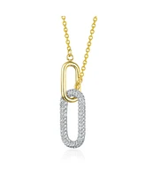 Sterling Silver with Clear Cubic Zirconia Interlocking Links Necklace White Gold Plated or 14K