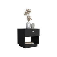 Depot E-shop Macon Single Drawer Nightstand with Open Storage Shelf