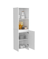 Depot E-shop Romulo Kitchen Pantry, Two External Shelves, Single Door Cabinet, Two Interior Shelves, White