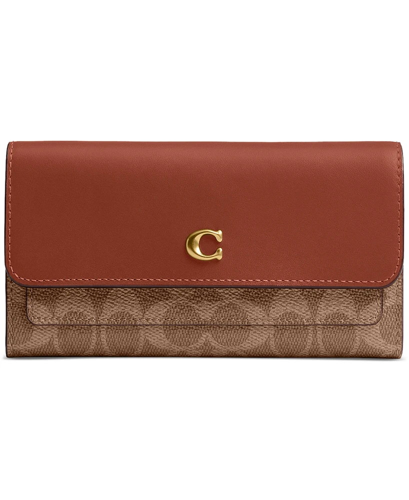 Coach Mila Long Flap Wallet in Signature Coated Canvas