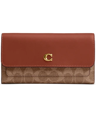 Coach Mila Long Flap Wallet in Signature Coated Canvas