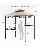 Outdoor Grill Gazebo with 2 Side Shelves and 10 Hooks