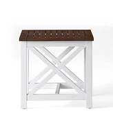 Modern Farmhouse Acacia Wood End Table with Two-Tone Finish