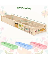 Raised Open-Ended Base Garden Bed with 2 Planter Boxes Divider