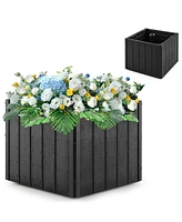 2-in-1 Outdoor Umbrella Base Planter Patio Umbrella Stand with Flower Box