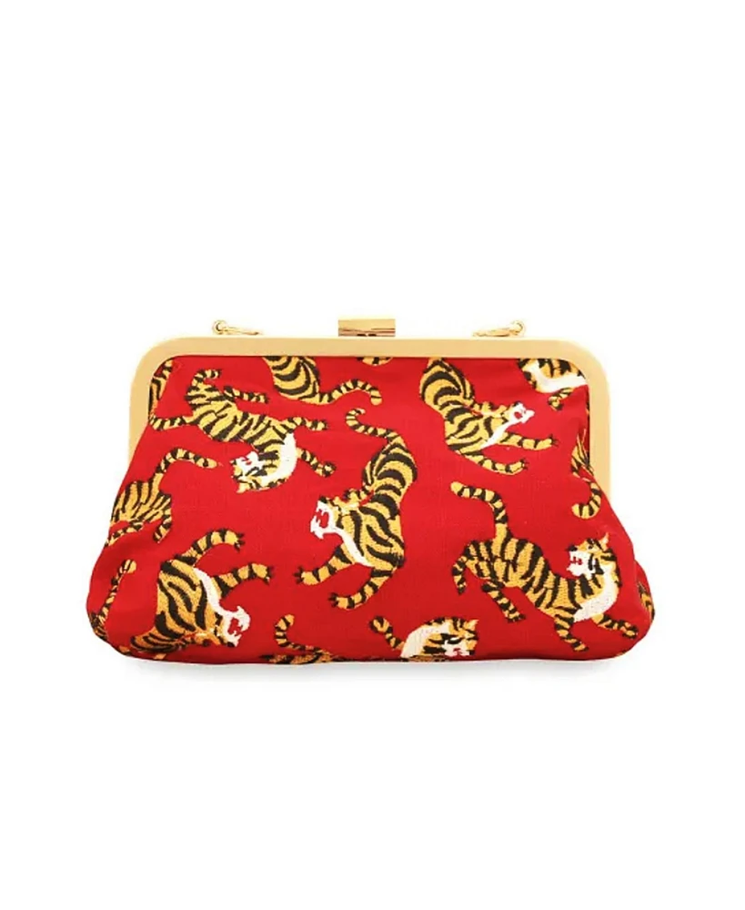 Sumatran Tiger Clutch Bag In Red