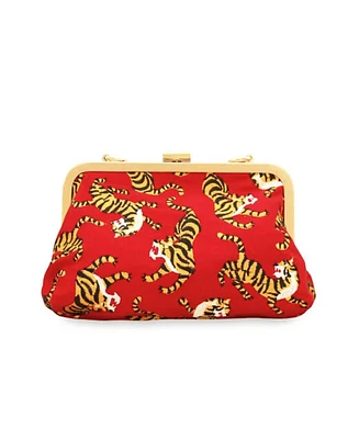 Sumatran Tiger Clutch Bag In Red