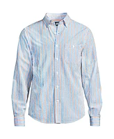 Lands' End Men's Long Sleeve Seersucker Shirt