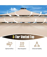 Solar Patio Umbrella with 32 Led Lights and 3-Tier Vented Top for Outdoor Use