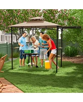 Slickblue Grill Gazebo with Side Awning and Double-Tiered Top for Patio or Backyard