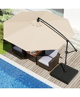 Offset Hanging Umbrella with Base Patio Cantilever Tilt