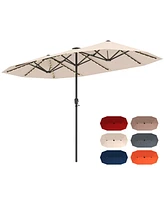 Large Patio Umbrella with Led Solar Lights Crank Handle
