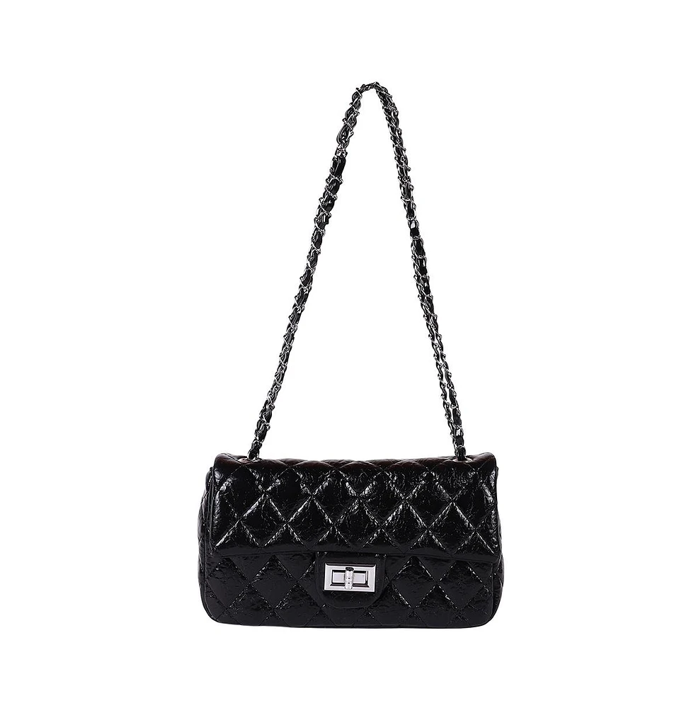 Women's The Quilted-Chainlink Sling Bag - Onyx Black